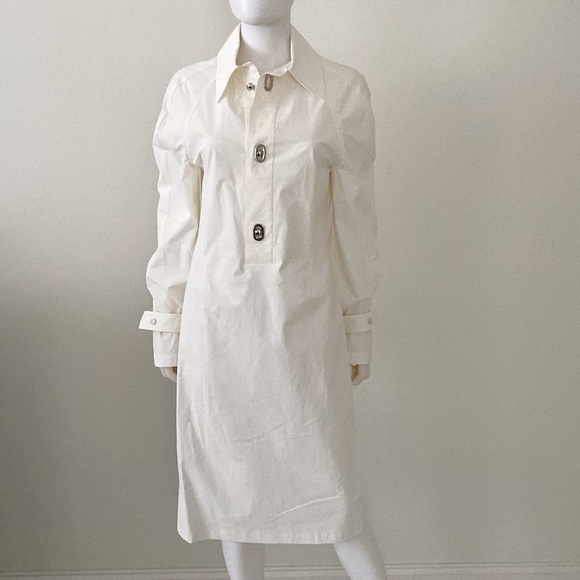 BOTTEGA VENETA MIDI SHIRT WOMEN'S LONG SLEEVE DRESS WHITE NEW - Picture 7 of 15